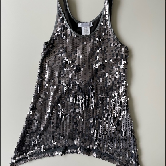 PAPILLON BLANC. SILVER SEQUIN TANK. SIZE XS - Picture 3 of 5